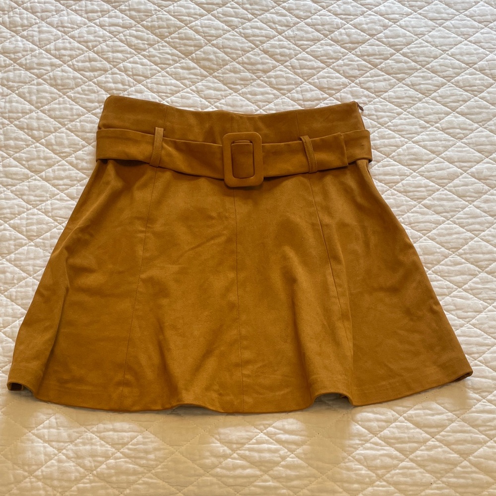 Zara Mustard Belted A-Line Women's Skirt